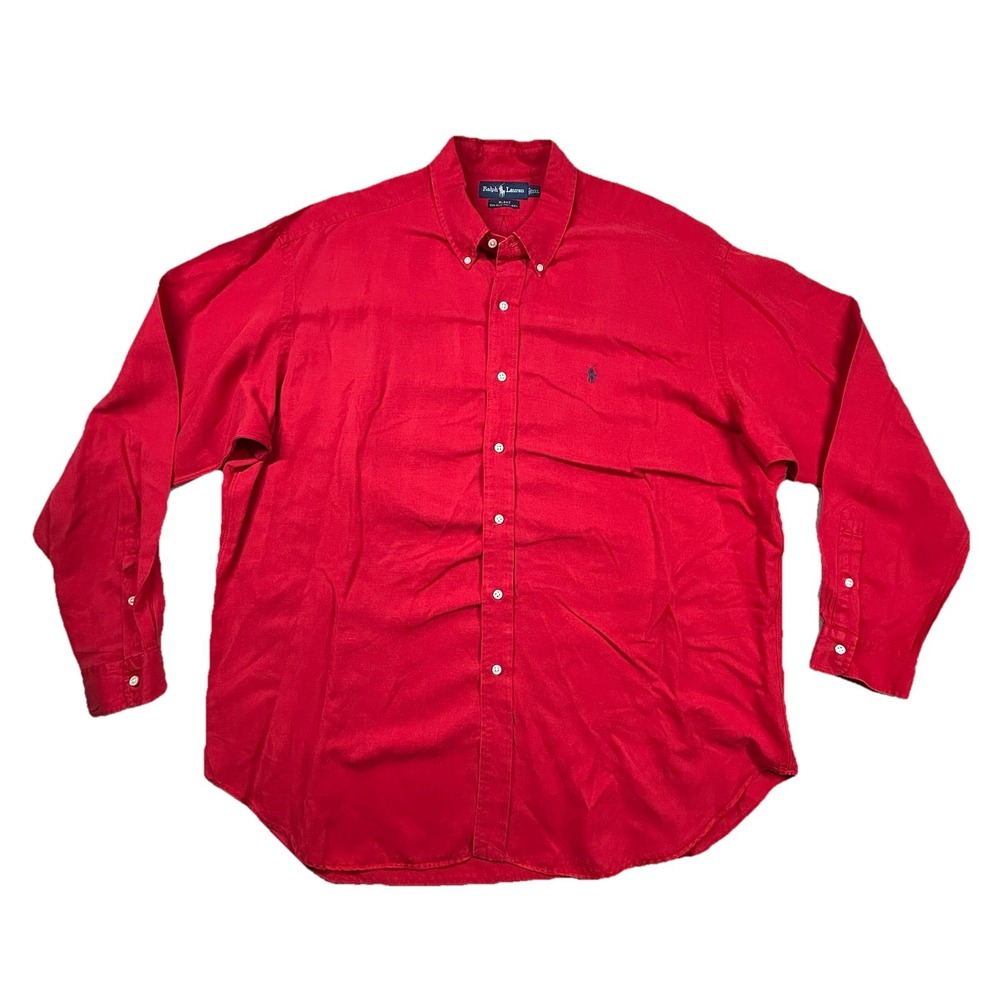 Vintage Polo Ralph Lauren Shirt Men's 2xl Silk Linen Blend Oxford Button Down